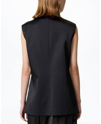 Asymmetric Buttoned Longline Vest