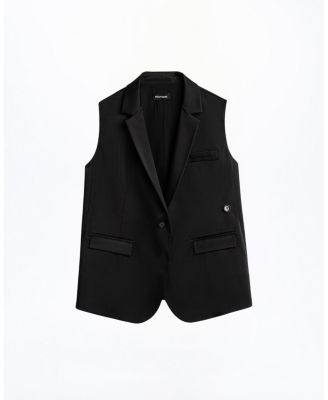 Asymmetric Buttoned Longline Vest