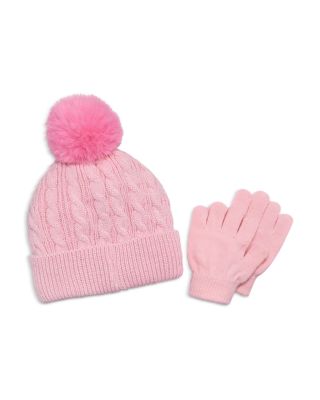 Hello Kitty Metallic Cable Knit Beanie & Gloves Set - Little Kid, Big Kid