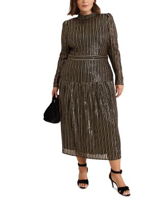 Gloria Sequin Stripe Midi Dress