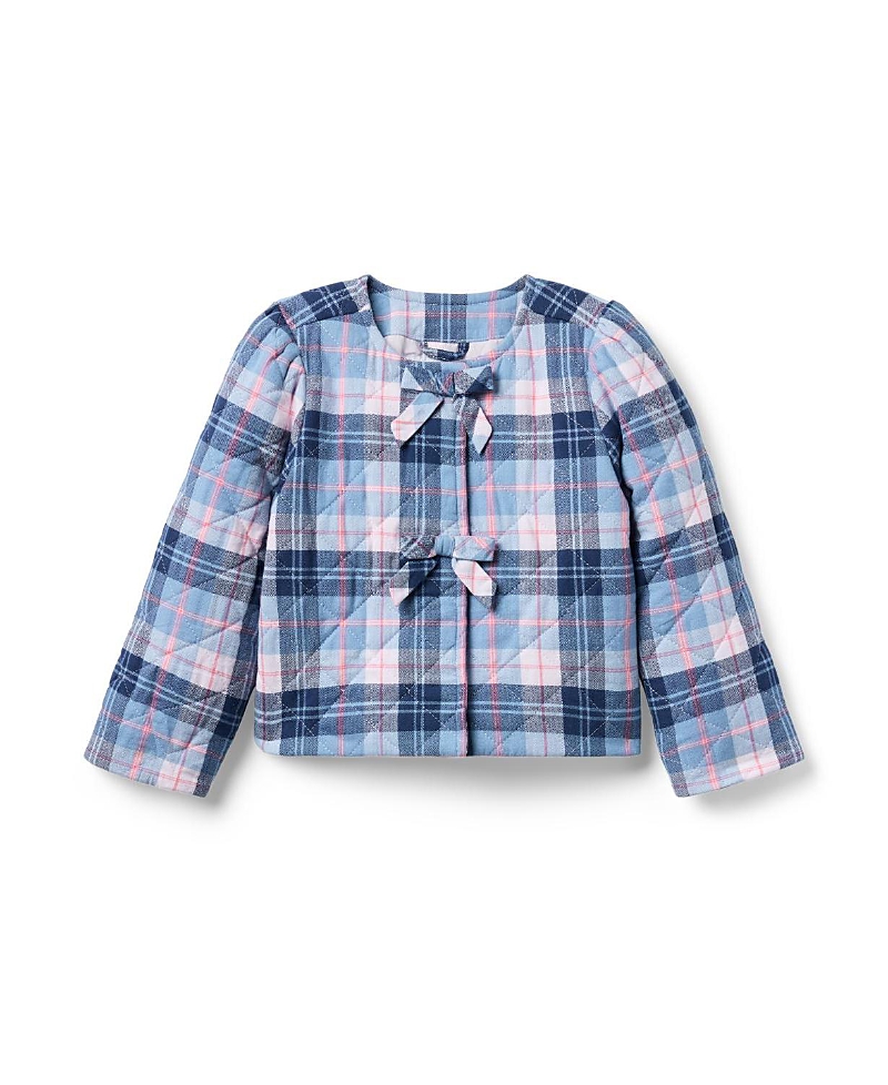 Janie And Jack The Plaid Bow Jacket In Blue