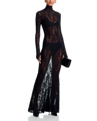 Long Sleeve Turtleneck Fishtail Gown