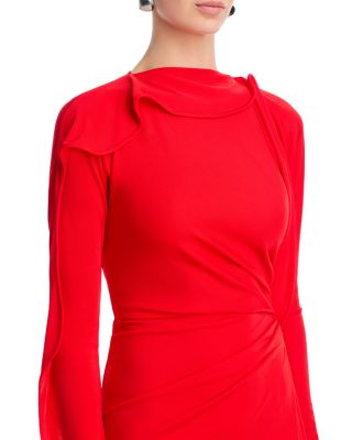 Long Sleeve Draped Jersey Gown