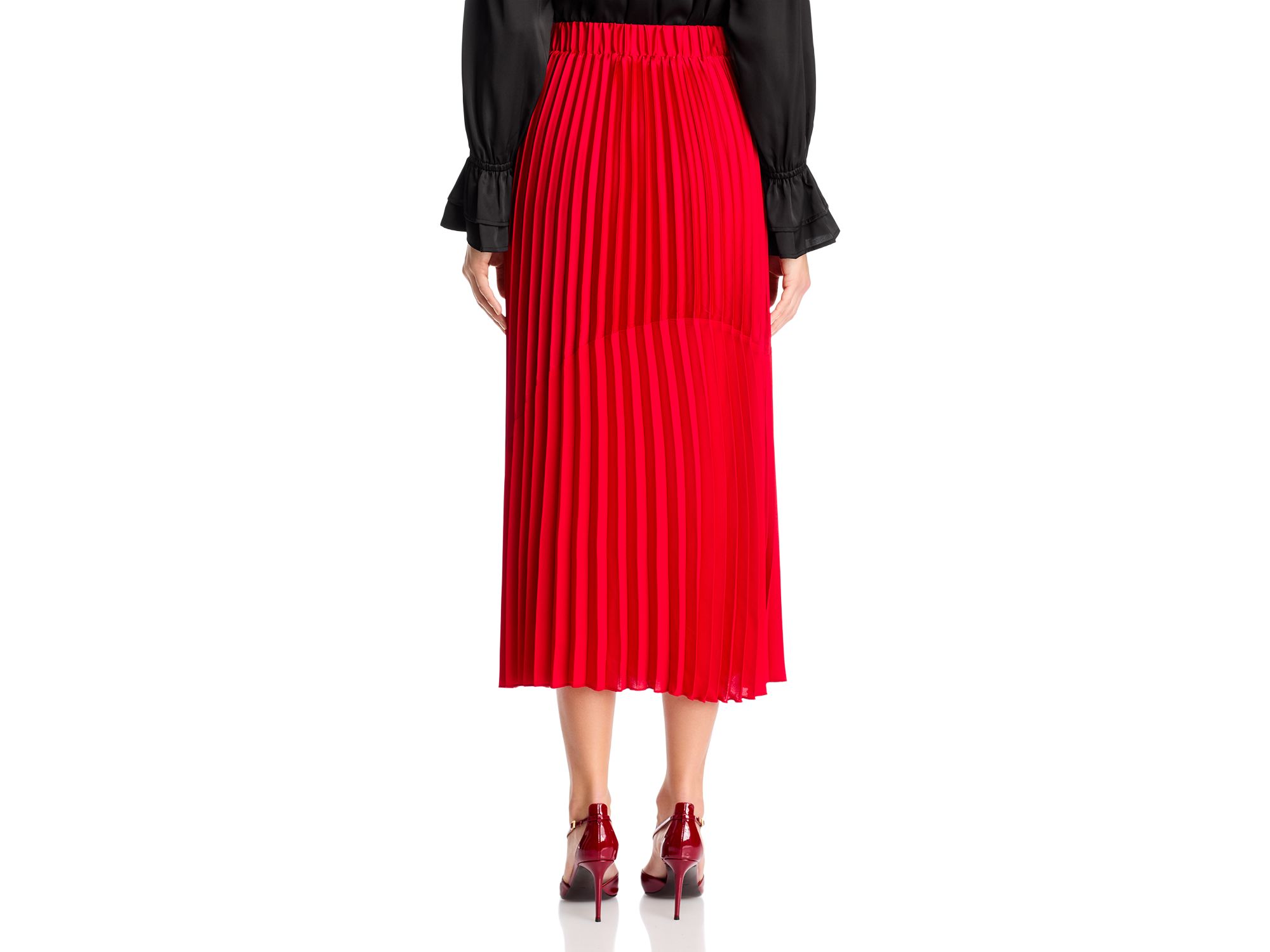 Pleated Mixed Media Skirt — Image 3