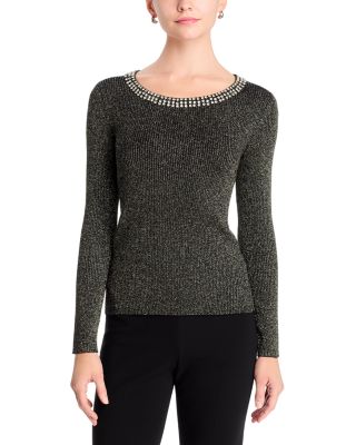 Embellished Scoop Neck Sweater