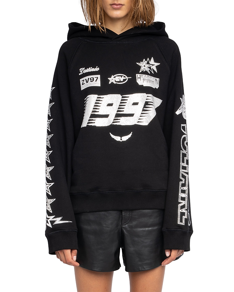Zadig & Voltaire Womens Georgys Branded Cotton-jersey Hoody Black Xs