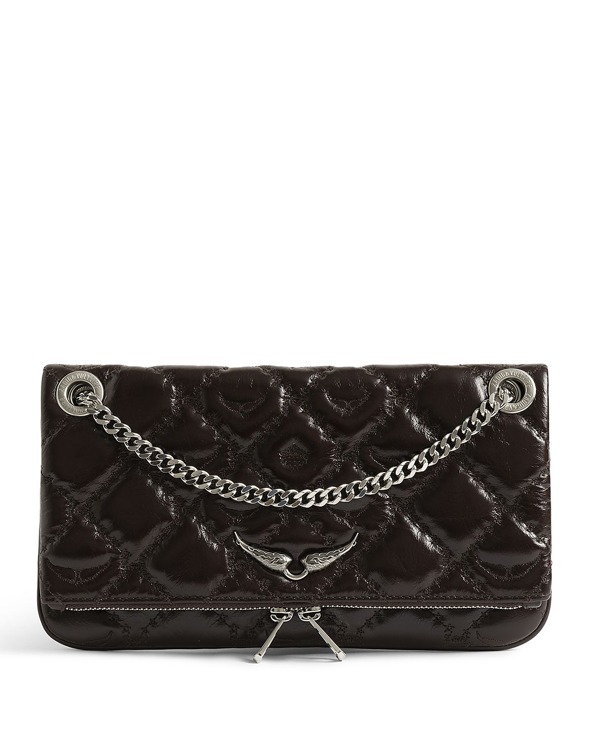 Zadig & Voltaire Rock Ii Vintage Effect Leather Monogram Clutch