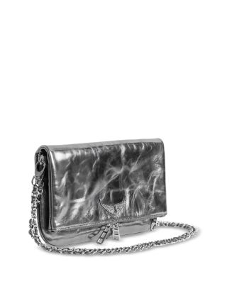 Rock Vintage Effect Metallic Leather Clutch