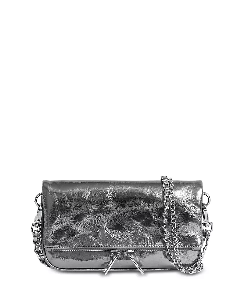 Zadig & Voltaire Rock Nano Vintage Effect Metallic Leather Clutch