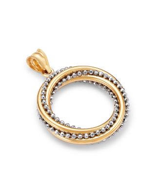Beaded Twist Circle Charm in 14K White & Yellow Gold