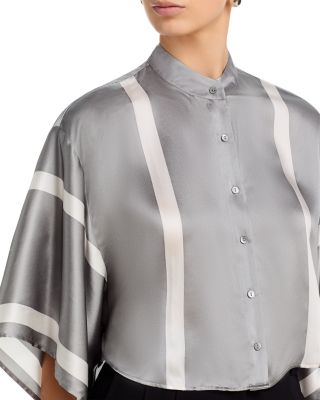 Dru Silk Mandarin Collar Blouse