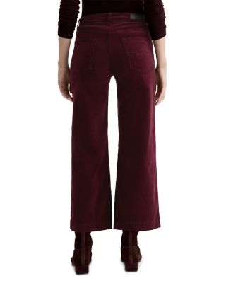 Saige Corduroy Crop Wide Leg Jeans in Winery