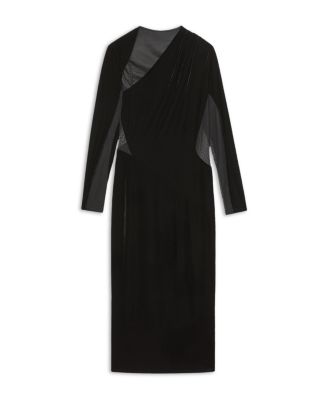 Kass Sheer Panelled Velvet Midi Dress