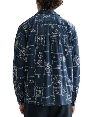 Embroidered Long Sleeve Camp Shirt