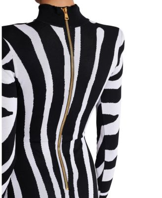 Short Knit Dress with Zebra Intarsia