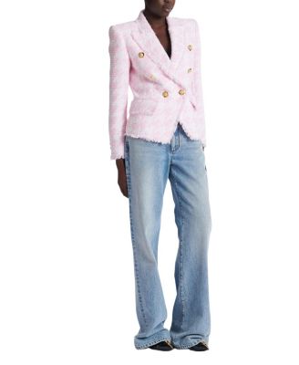  6-Button Houndstooth Tweed Fitted Jacket