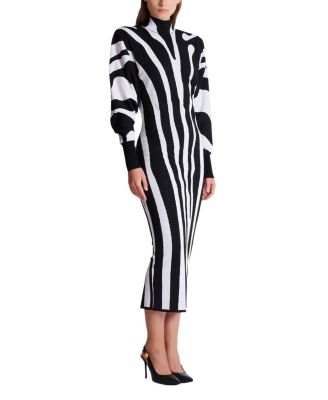  Long Knit Dress with Zebra Intarsia