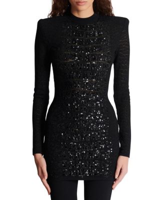  Short Sequin Dress in Crocodile Knit