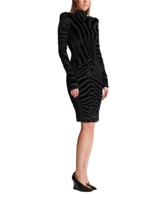  Short Zebra-Print Velvet Dress