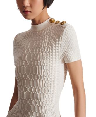 Flared Crocodile-Knit Dress