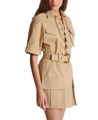 Short Cotton Gabardine Lace-Up Dress