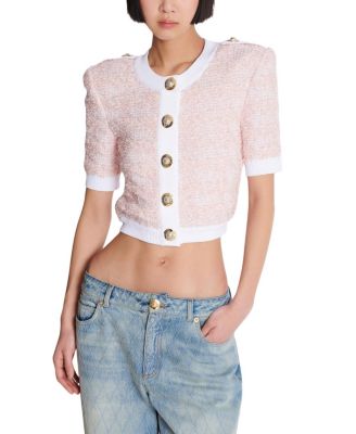  Short-Sleeved Knit Cardigan