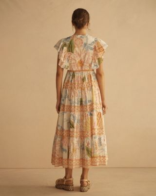 ALCIO Ruffle Sleeve Tiered Maxi Dress