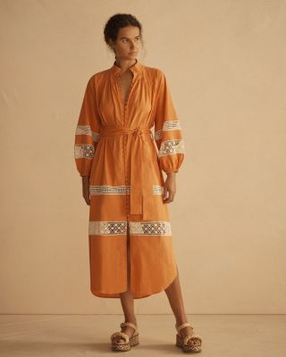 TANGELO Lace Trim Billow Sleeve Resort Dress