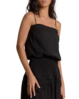 Embroidered Smocked Waist Swim Cover Up Dress