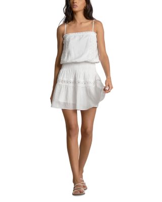 Embroidered Smocked Waist Swim Cover Up Dress