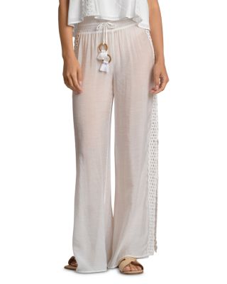  Lace Inset Wide Leg Swim Cover-Up Pants