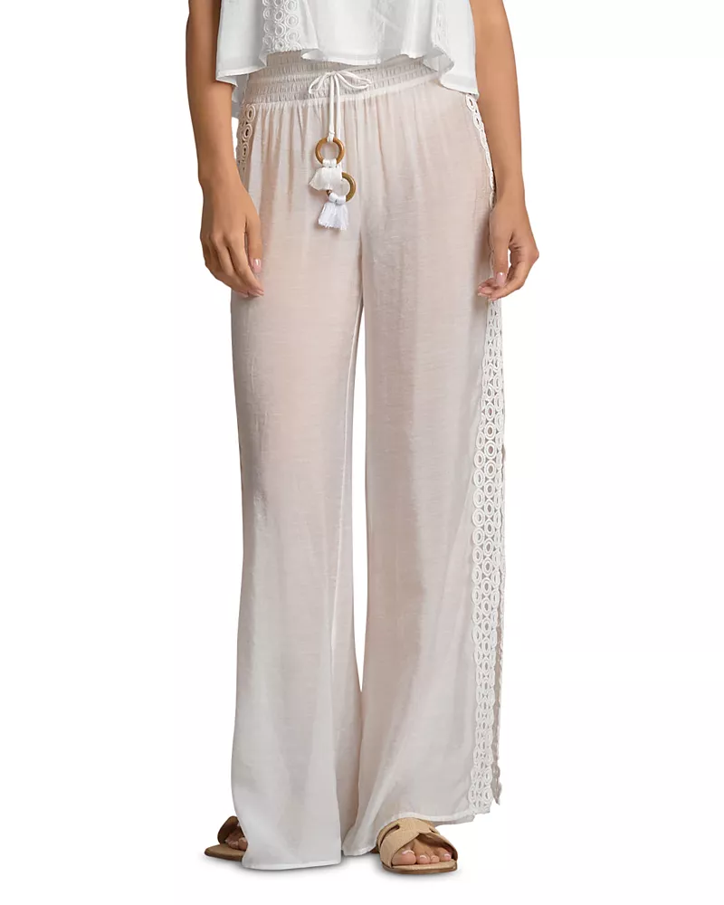 Elan Lace Inset Wide Leg Swim Cover-Up Pants