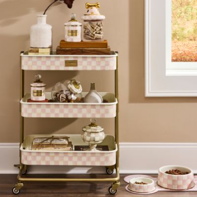 Rosy Check 3 Tier Kitchen Cart