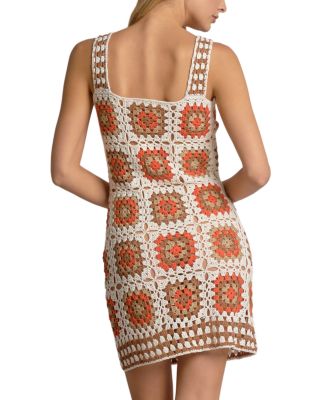 Crochet Square Neck Swim Cover Up Dress