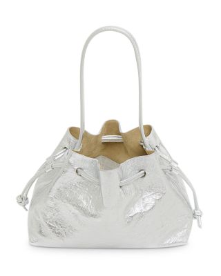 Metallic Suede Drawstring Pouchette