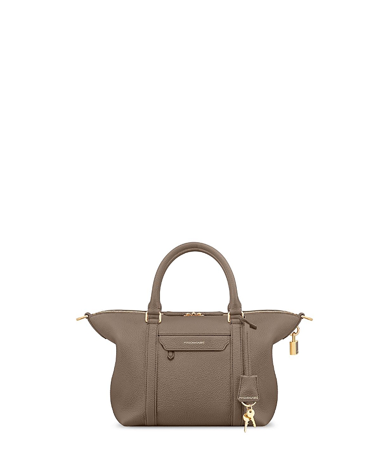 Maison De Sabre Small Leather Weekender Bag In Gray