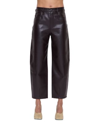Eli High Rise Faux Leather Crop Jeans in French Roast