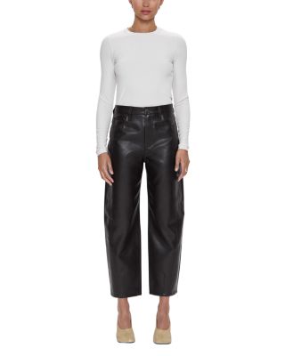 Eli High Rise Faux Leather Crop Jeans in French Roast