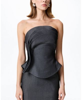  Strapless Ruffled Bustier Top