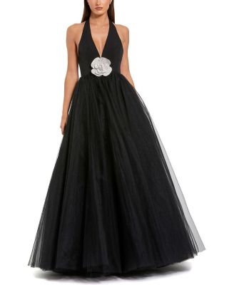  Jersey Halter Ballgown With Tulle Skirt & Flower
