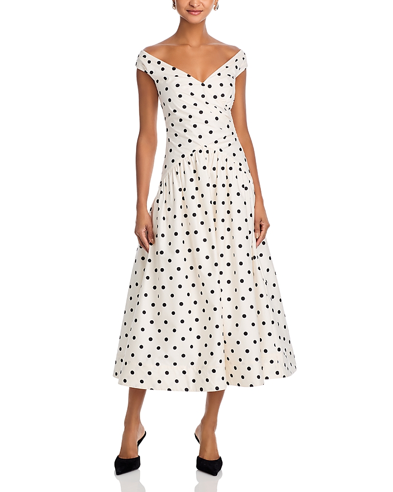Self-Portrait Polka Dot Cotton Midi Dress