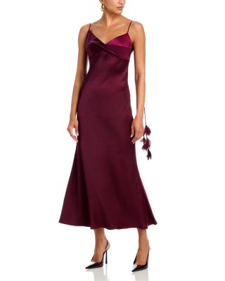 Satin Flower Midi Dress