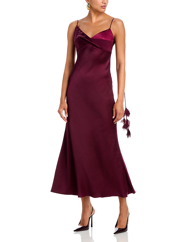 Self-Portrait Satin Flower Midi Dress