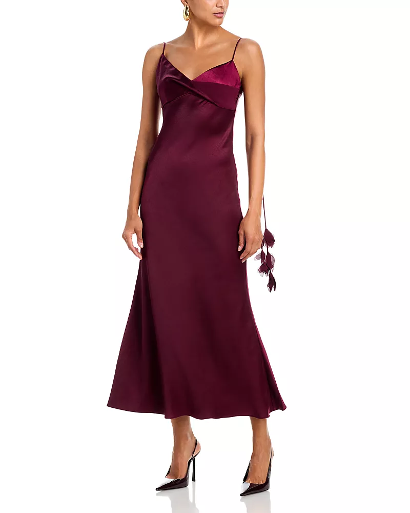 Self-Portrait Satin Flower Midi Dress