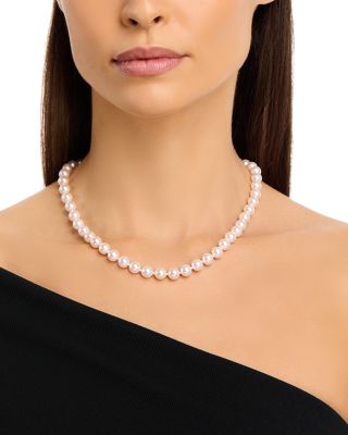 Cultured Akoya Pearl Necklace in 14K Yellow Gold, 18"