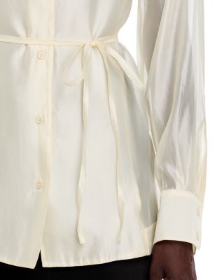 Ines Notch Lapel Drawstring Top
