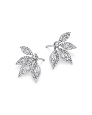 Diamond Flower Stud Earrings in 14K White Gold, 1.10 tcw