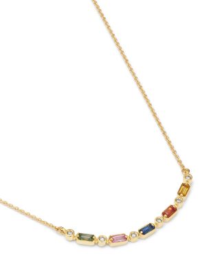 Multi Sapphire & Diamond Necklace in 14K Yellow Gold, 18"