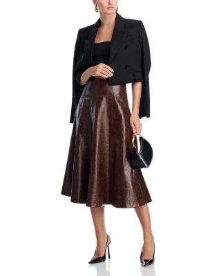 Faux Leather Midi Skirt - Exclusive