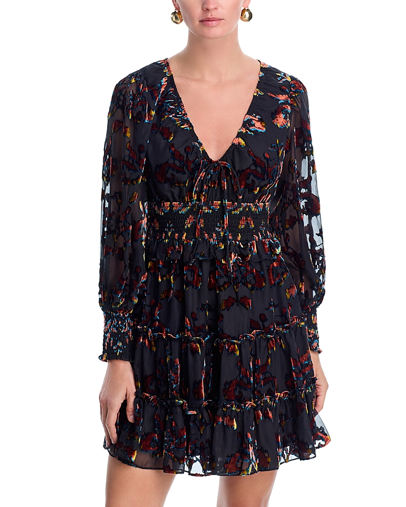 Aqua Velvet Burnout Mini Dress - Exclusive
